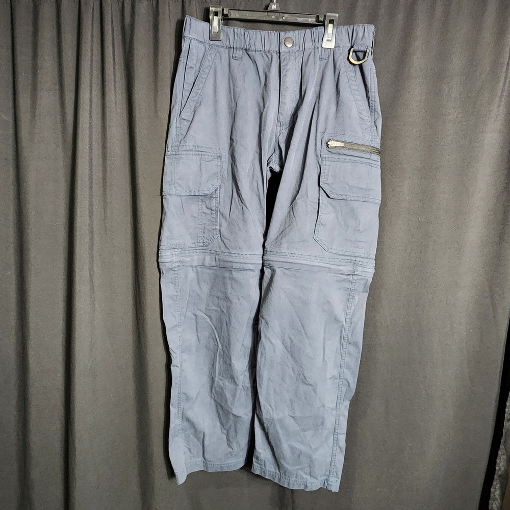 BC Clothing Mens Convertible Cargo Pants Slate Blue Gray Zip Off Hiking S x 30